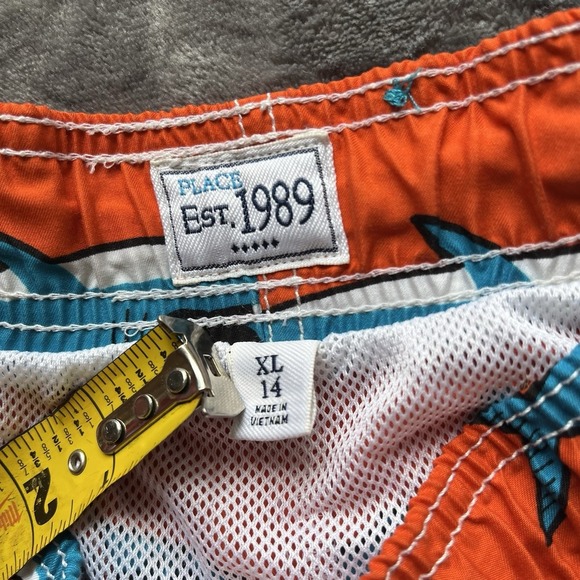 Children's Place Boys Shark Swim Trunks With Lining XL 14 - Picture 2 of 8